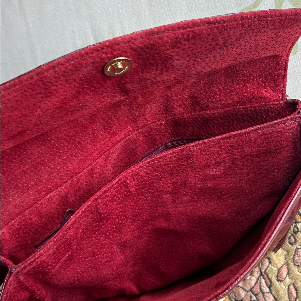 Vintage Made in Korea Genuine Eel Skin Burgundy Rouched Shoulder Bag/Clutch - Picture 5 of 8